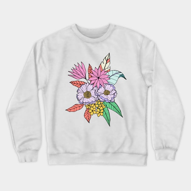 Colorful tropical flowers in coral pink Crewneck Sweatshirt by Natalisa